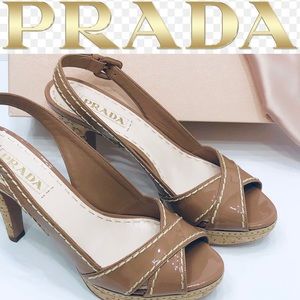 🚨SALE🚨NEW Prada Peep Toe Leather Heels